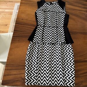 H&M Black and White Chevron Design Top and Skirt Set size 4-6